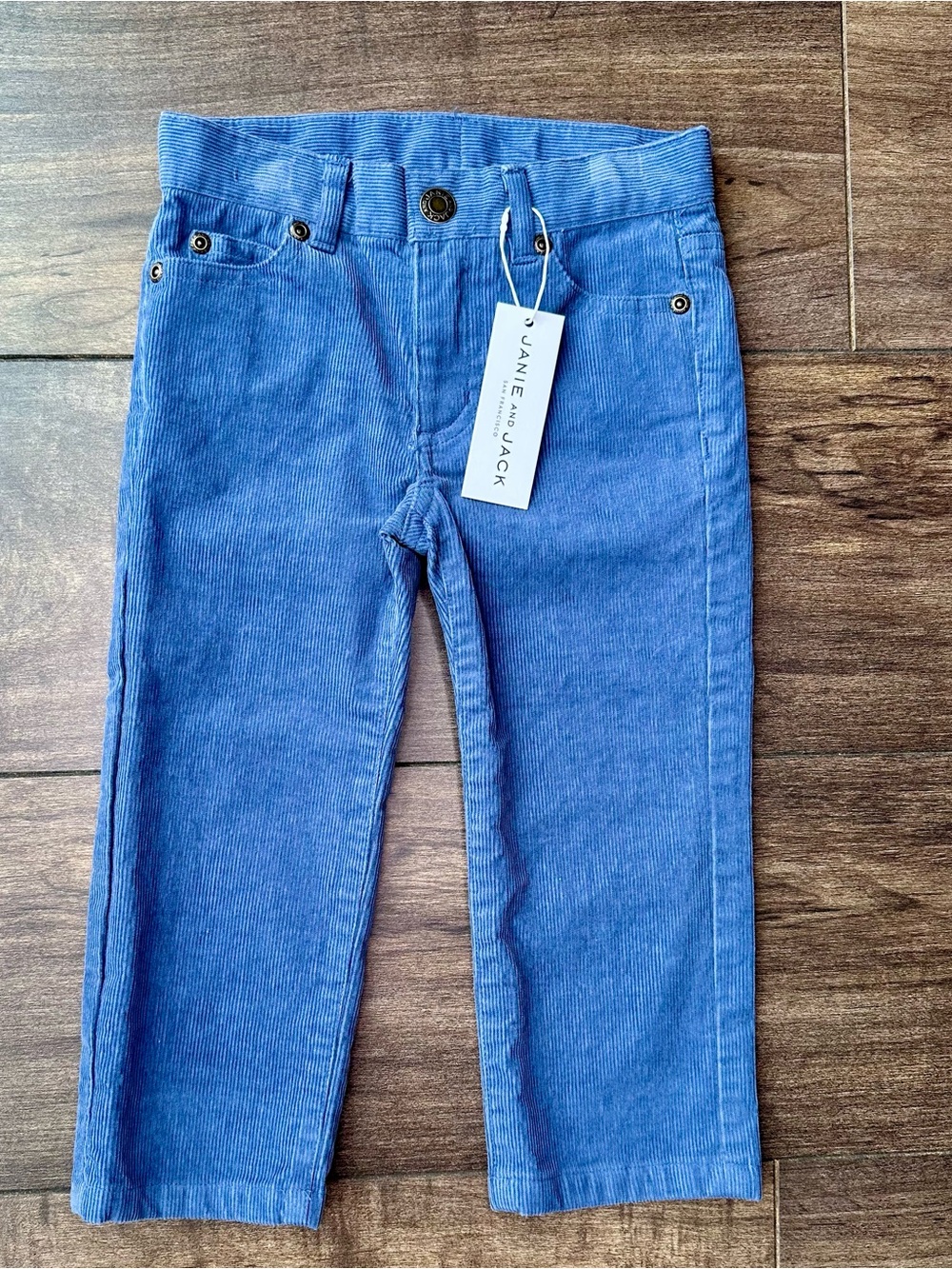 Janie and Jack NWT Blue Corduroy Pants - Size 2T - Adjustable Waist Straight Leg